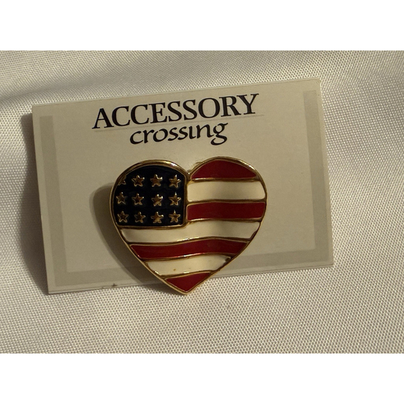 Unbranded | Jewelry | Vintage Statement Flag Enamel Patriotic Heart